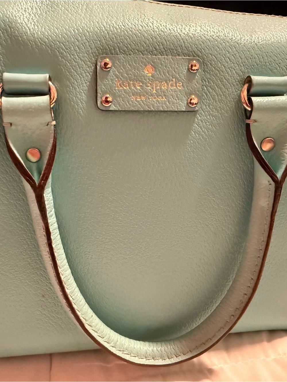 kate spade Mint Green Leather Satchel with Gold-Tone Hardware